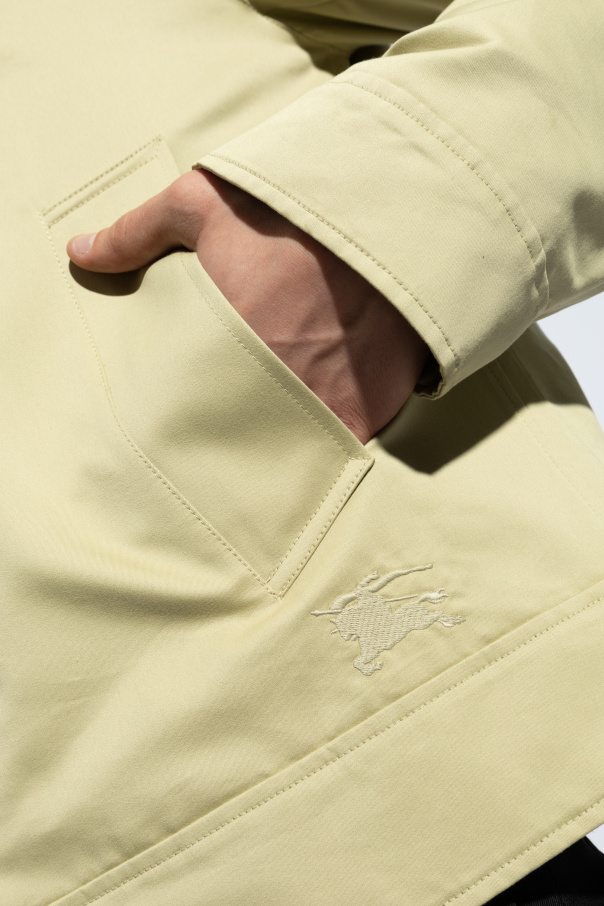 Green Cotton jacket with logo Burberry - Burberry chinos med